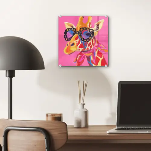 Giraf - Roze - Bril - Sjaal plexiglas 5mm klein -sfeer6