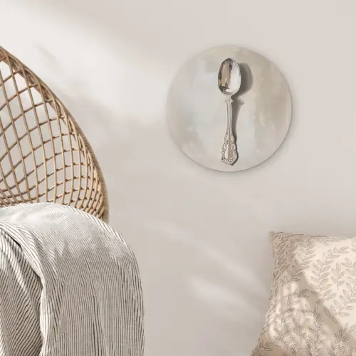 Lepel - Verf - Zilver Akoestische PET Vilt - Rond klein -sfeer4