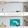 Orchidee - Bloemen - Plant - Wit - Paars keuken achterwand spatscherm klein -voor_na_NL