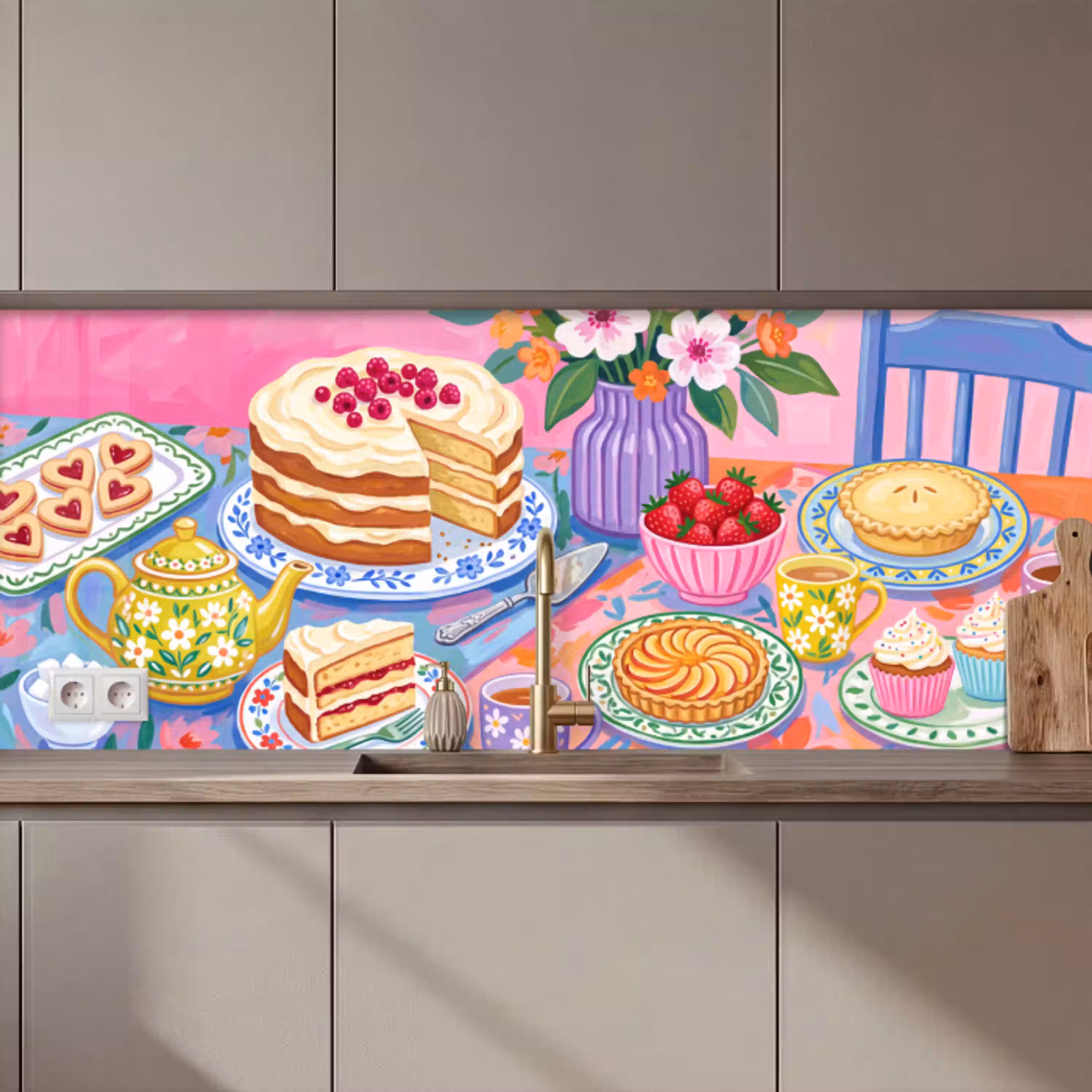 Gebak - Kleurrijk - Eten keuken achterwand 2 middel zz_3dshopping