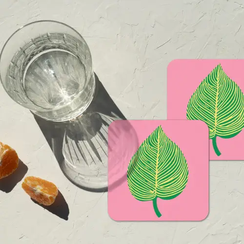Illustratie - Blad - Minimalistisch - Groen onderzetter kurk middel -sfeer4