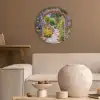 Doorkijk - Bloemen - Pad - Natuur Akoestische PET Vilt - Rond klein -sfeer1