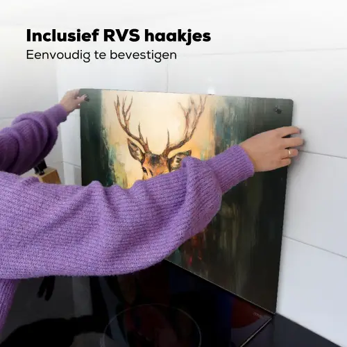 Hert - Geverfd - Gewei - Bruin Inductie beschemer met haakjes klein -ky-ophangen-nl