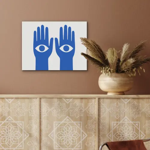 Handen - Twee - Ogen - Blauw PET vilt klein -sfeer4
