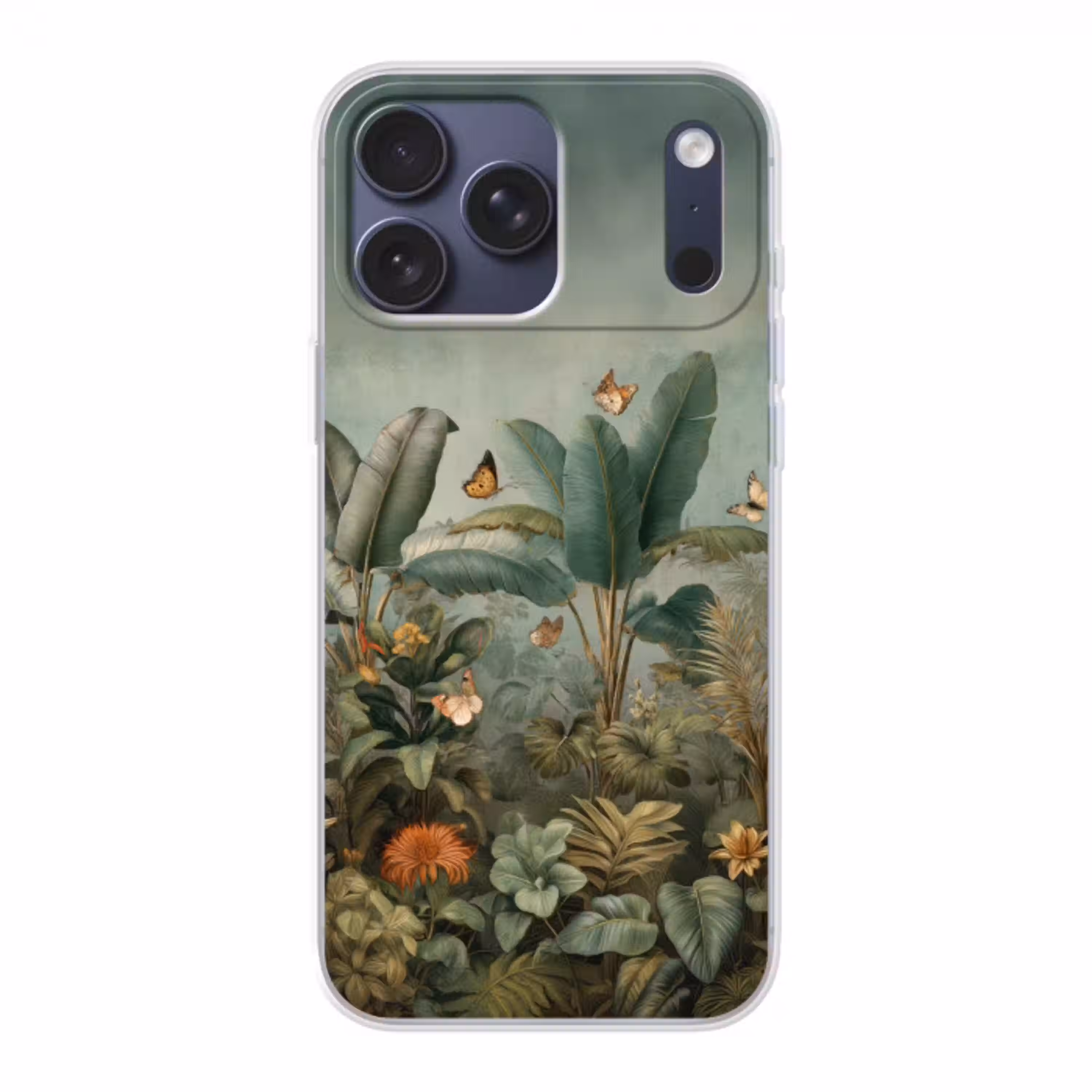 Tropisch bladerdek - Vlinders - groen - Bruin Telefoonhoesje iPhone 17 Pro Max klein -3d