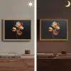 Bloem - Orchidee - Oranje Light Box met batterij (Wandlamp) middel -sfeer3