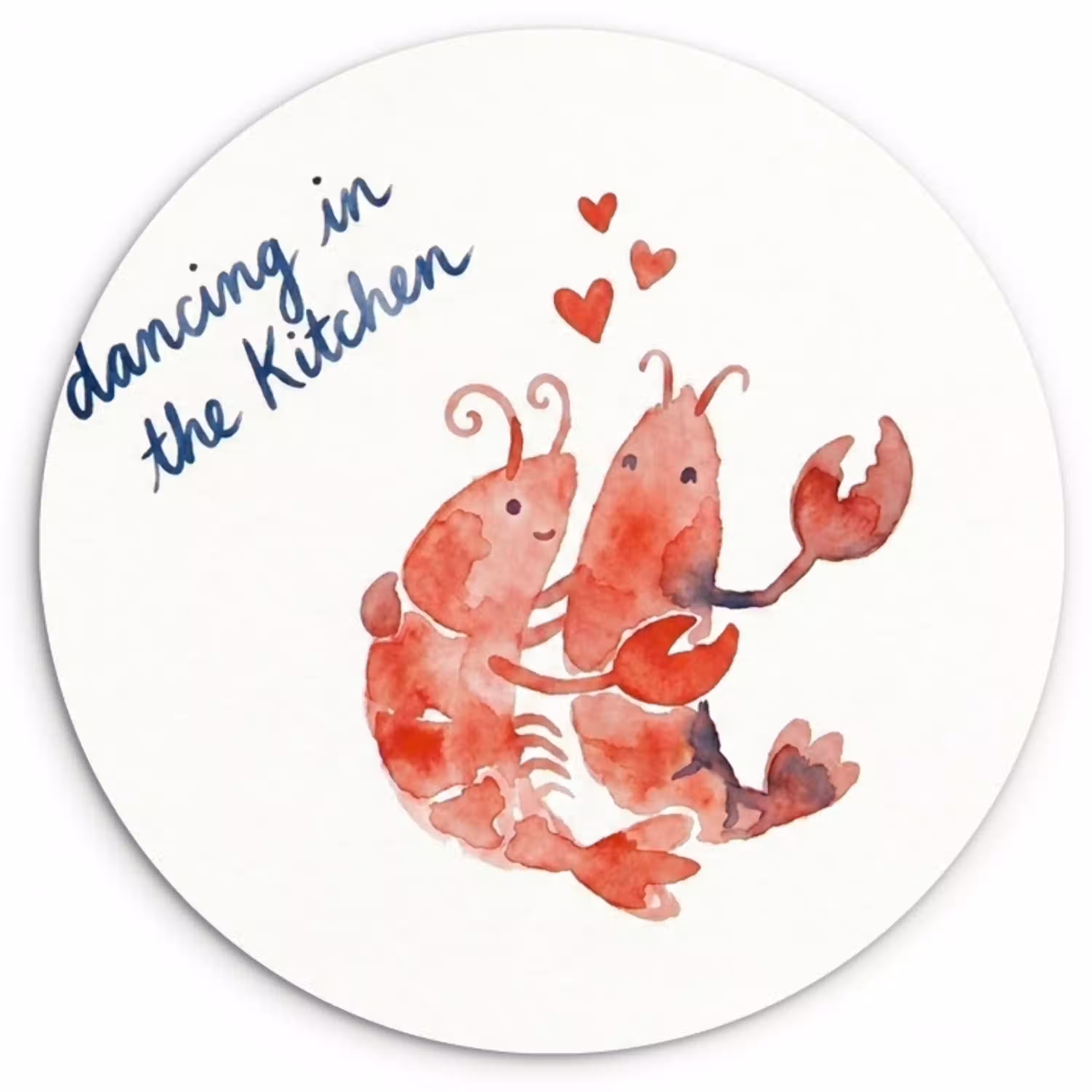 Dier - Dans - Liefde - Waterverf - Rood Wandcirkel kunststof plaat 5mm dik klein -3d