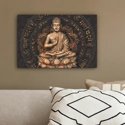 Boeddha - Mantra - Meditatie - Spiritueel - Koper canvas 2cm klein -sfeer3