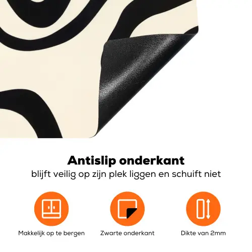 Abstract - Lijnen - Modern - Beige Inductie beschermer vinyl 3mm klein -zzzzzzz-td-onderkant