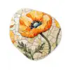 Klaprozen - Oranje - Mozaïek - Bladeren Wandcirkel Organisch Plexiglas middel -3d