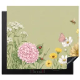 Botanisch - Bloemen - Kleurrijk Inductie beschermer vinyl 3mm middel -3d