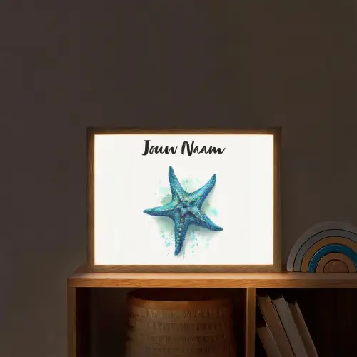 Zeester - Blauw - Spetters Light Box met batterij (Wandlamp kind) middel -sfeer1_kind