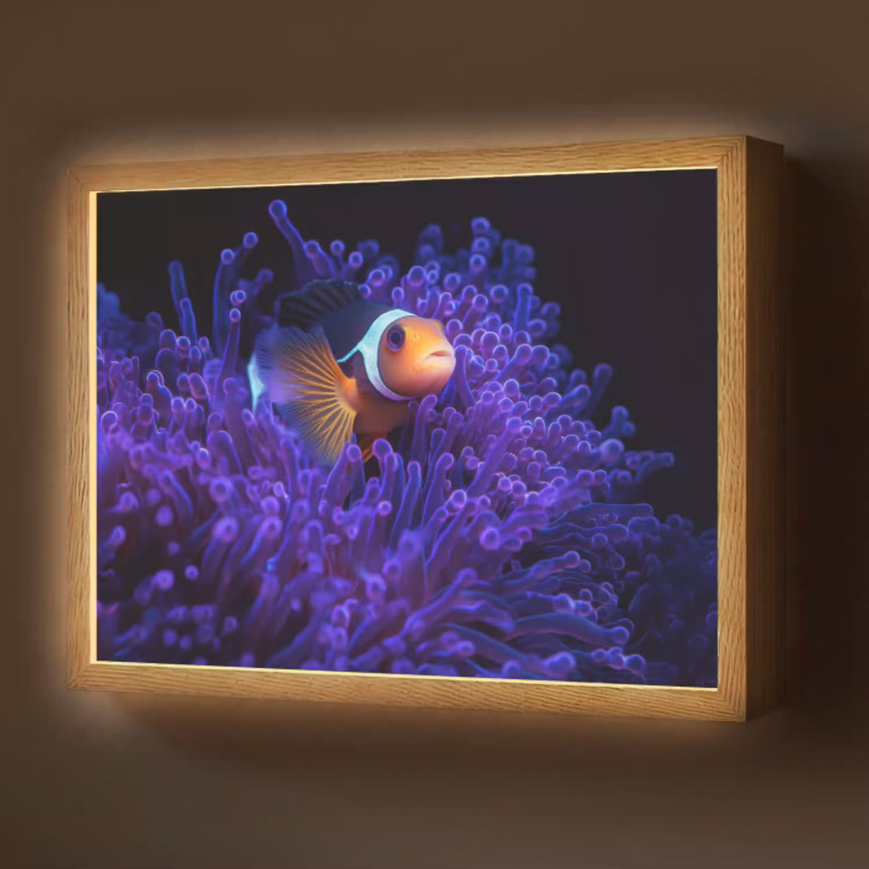 Koraal - Vis - Oranje - Zee Light Box met batterij (Wandlamp) middel -z3d_website