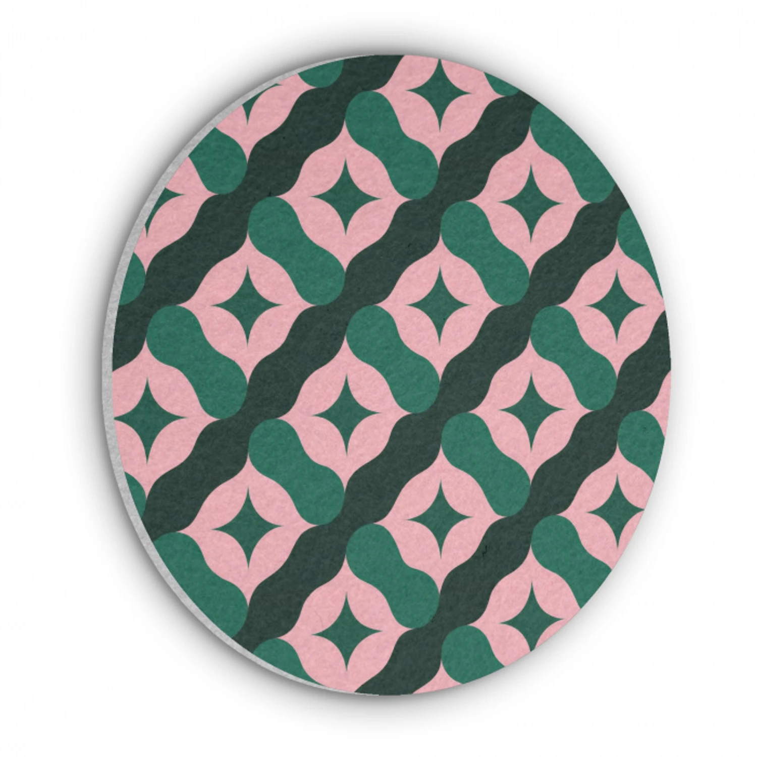 Groen - Roze - Retro - Sterren Akoestische PET Vilt - Rond klein 838 -3d