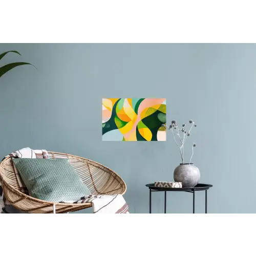 Abstract - Geel - Roze - Groen Muursticker klein -plant