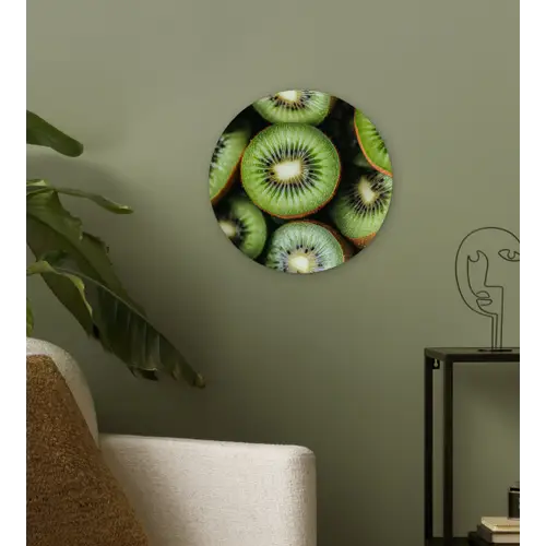 Kiwi - Fruit - Groen Wandcirkel kunststof plaat 5mm dik klein -sfeer3