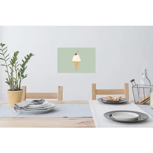 Illustratie - Ijsje - Spikkels - Kers Muursticker klein -eettafel