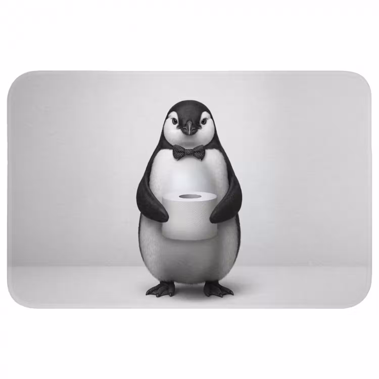 Badematte - Pinguin - Toilettenpapier - Weiß