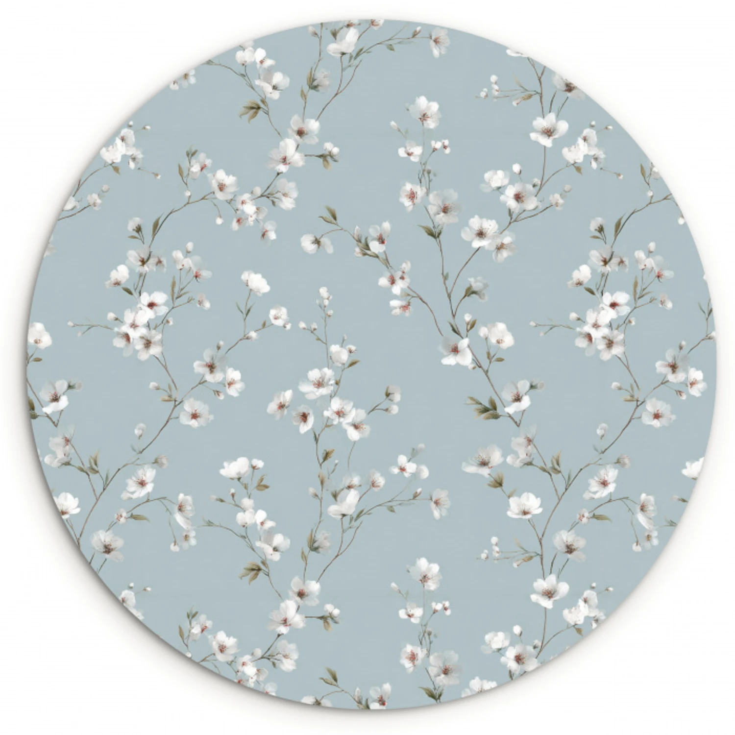 Klassiek - Bloemen - Blauw Wandcirkel kunststof plaat 5mm dik klein 188 -3d