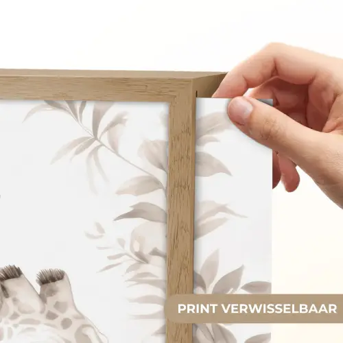 Giraffe - Bladeren - Bruin - Jungle - Kind Light Box met batterij (Wandlamp kind) middel -USP_websiteprintNL