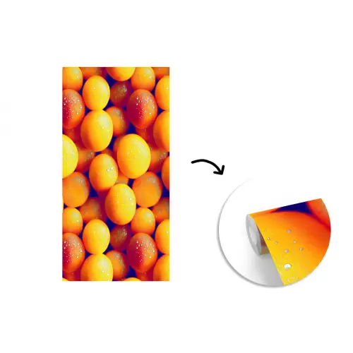 Vrucht - Waterdruppels - Oranje fotobehang vinyl groot 64 -3d