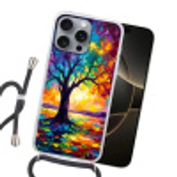 Boom - Landschap - Natuur - Abstract - Kleurrijk Hoesje iPhone 16 Pro Max met koord klein -sfeer1