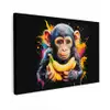 Aap - Graffiti - Kleurrijk - Bananen - Modern Tuinposter op houten frame 2 cm dik klein -3d