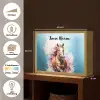Paard - Meisjes - Blauw - Roze Light Box met batterij (Wandlamp kind) middel -USP_websiteoverzichtNL