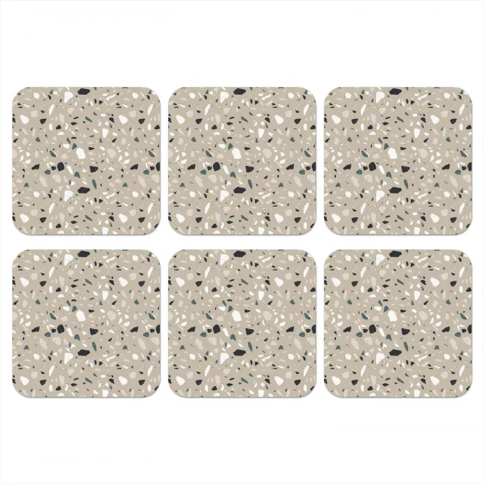 Terrazzo - Patroon - Groen onderzetter kurk middel 366 -3d