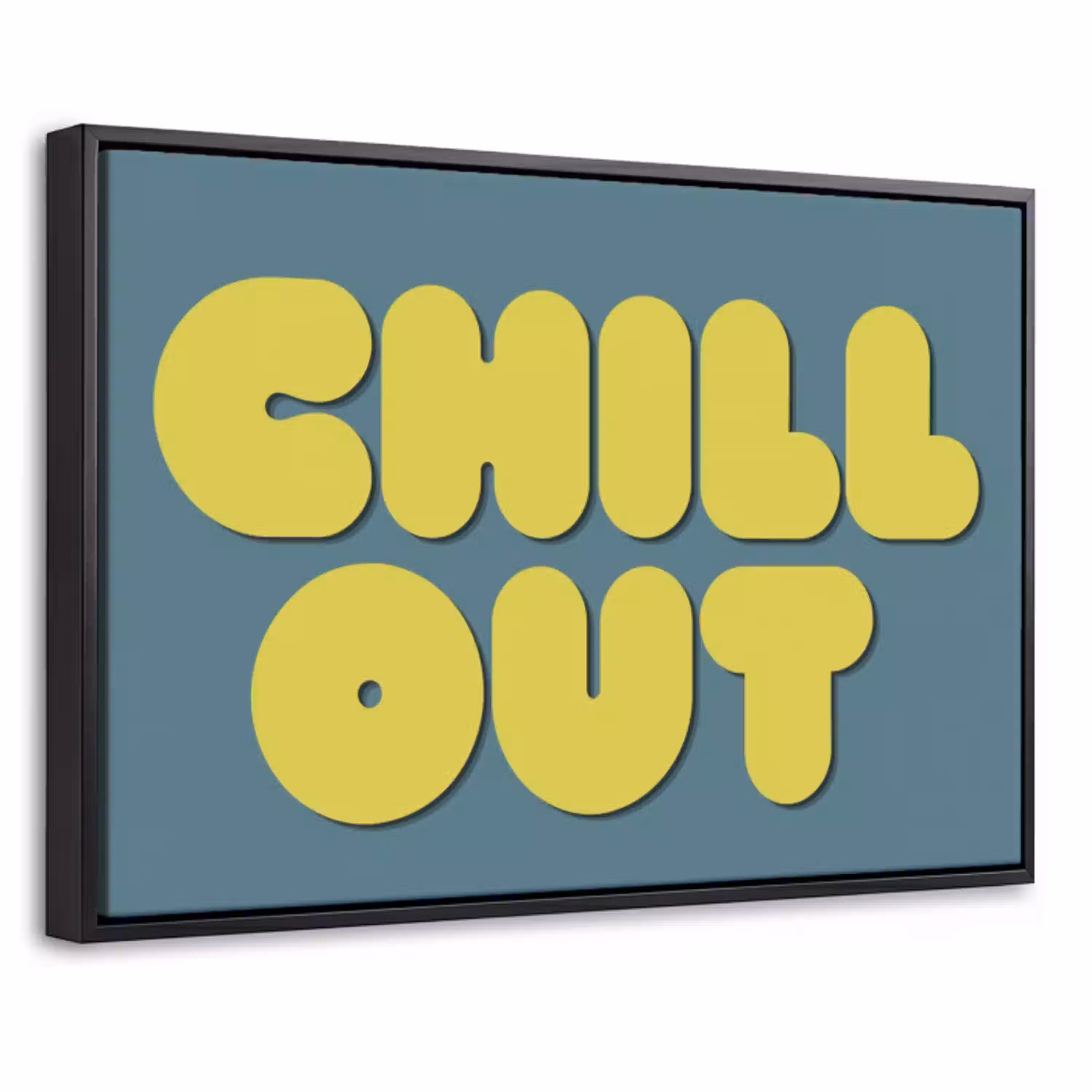 Chill out - Geel - Blauw Canvas met baklijst klein -threedimensional_3d_global