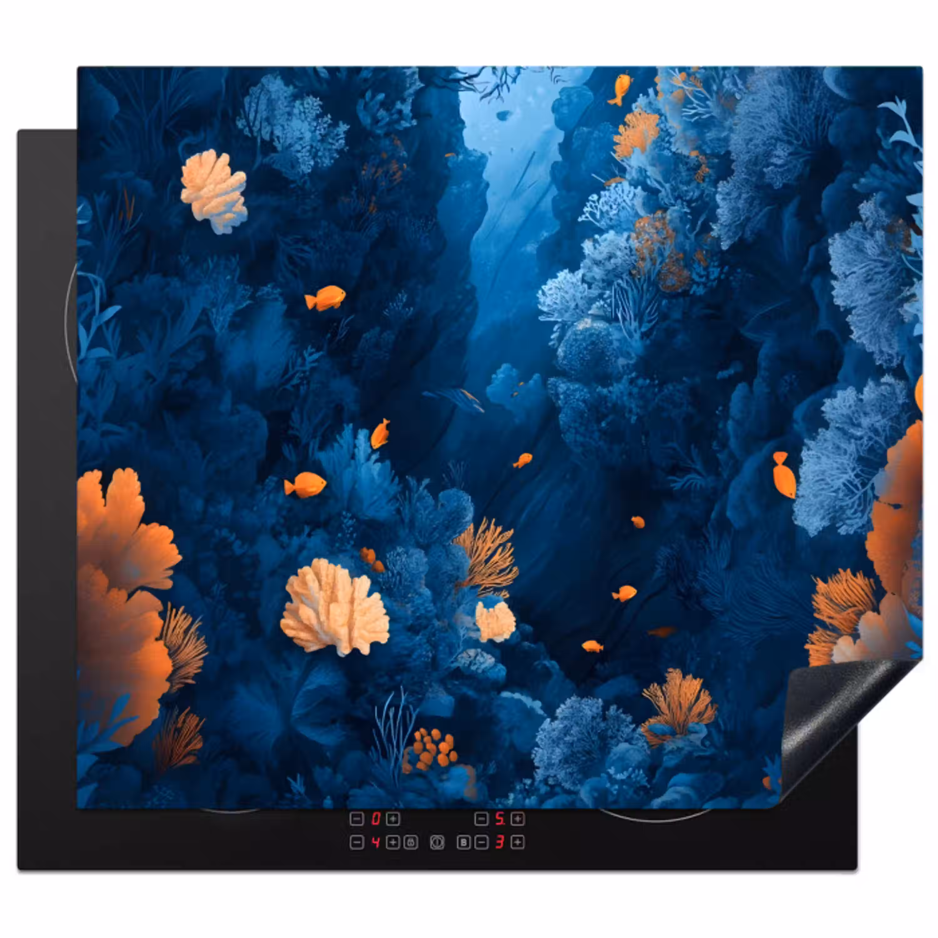 Koraalrif - Vissen - Oceaan - Blauw Inductie beschermer vinyl 3mm middel -3d