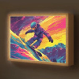 Snowboarden - Sneeuw - Kleurrijk Light Box met batterij (Wandlamp kind) middel -z3d_website