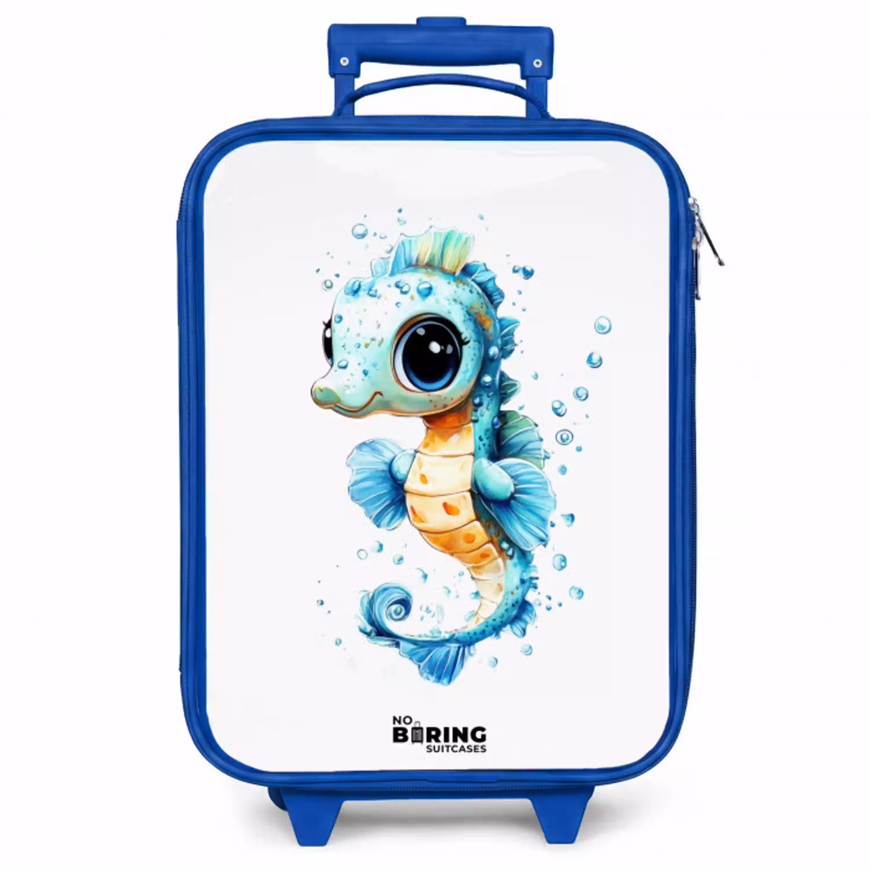 Blauw zeepaardje met grote ogen en luchtbellen Kinderkoffer - Blauw klein -zzz_website3d