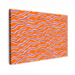 Retro - Golvend - Oranje Tuinposter op houten frame 2 cm dik klein 845 -3d