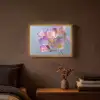 Bloemen - Paars - Overloop - Meeldraden Light Box met batterij (Wandlamp) middel -sfeer4