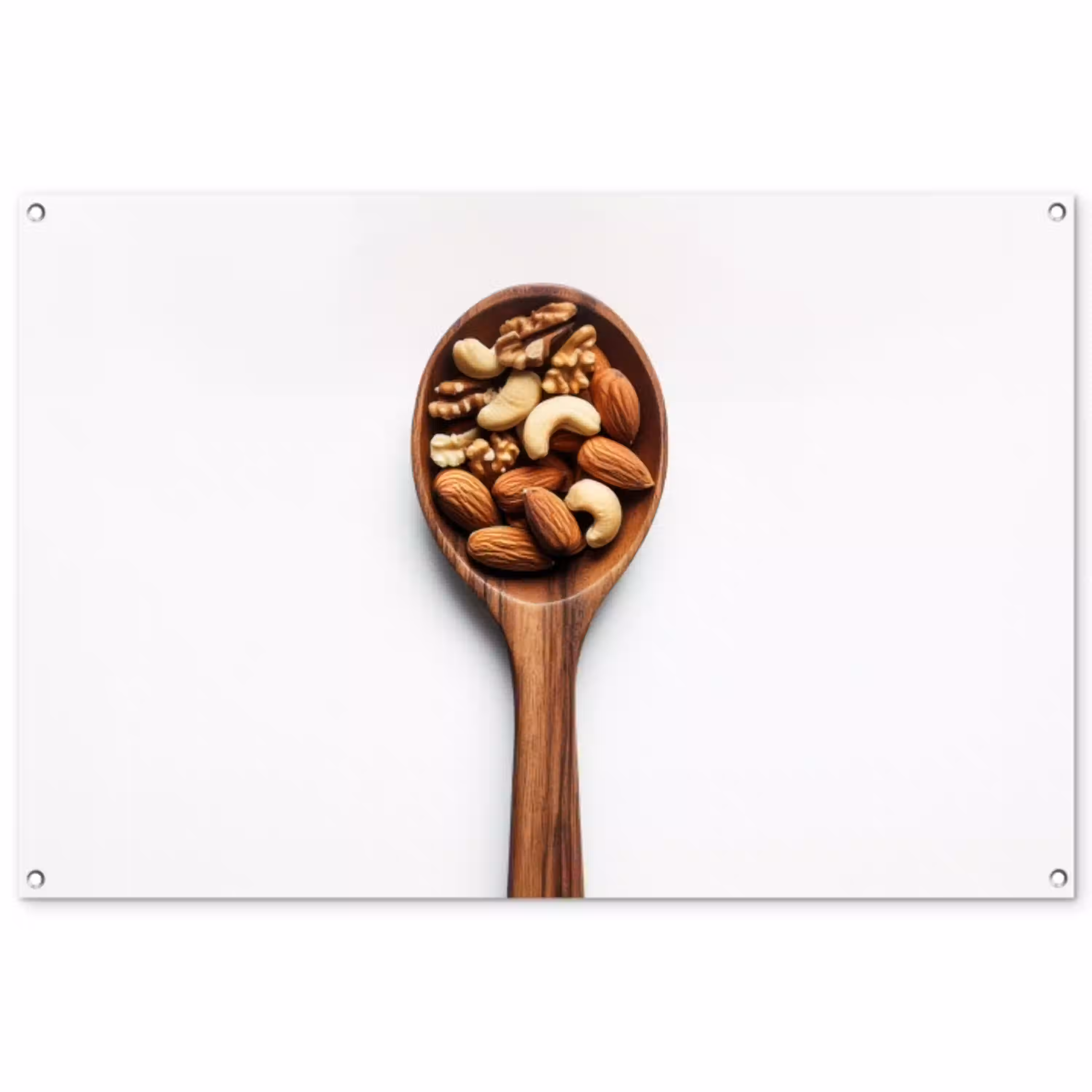 Noten - Wit - Hout tuinposter los doek groot -3d