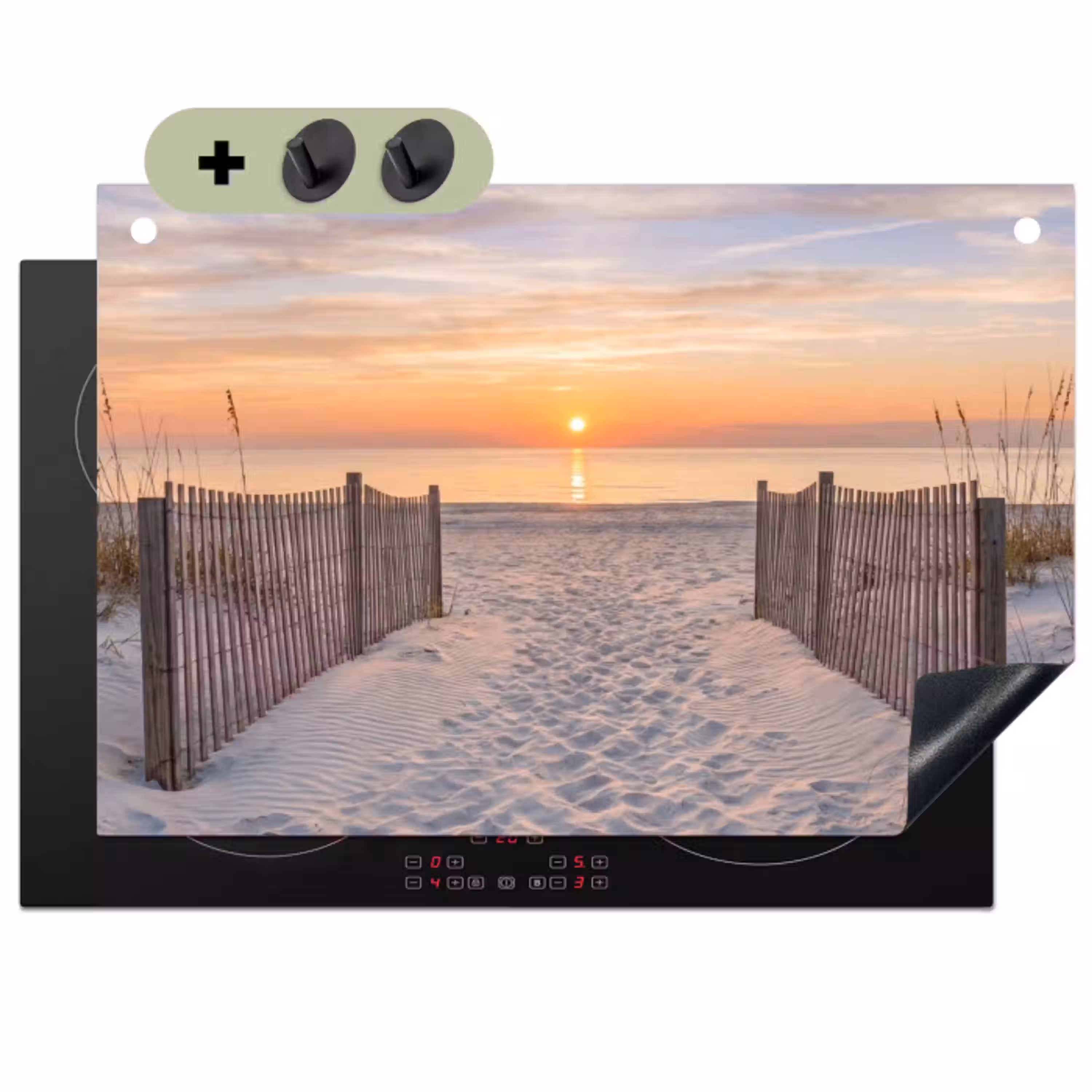 Zonsondergang - Strand - Zand Inductie beschemer met haakjes klein -3d