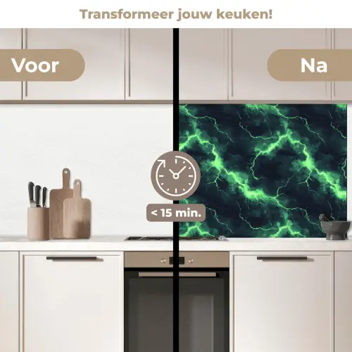 Groen - Bliksem - Storm keuken achterwand 2 middel 871 -voor-na2_NL