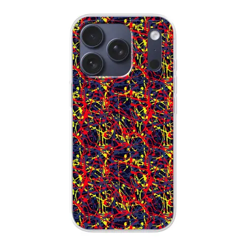 Waterverf - Rood - Geel Telefoonhoesje iPhone 17 Pro klein 878 -3d