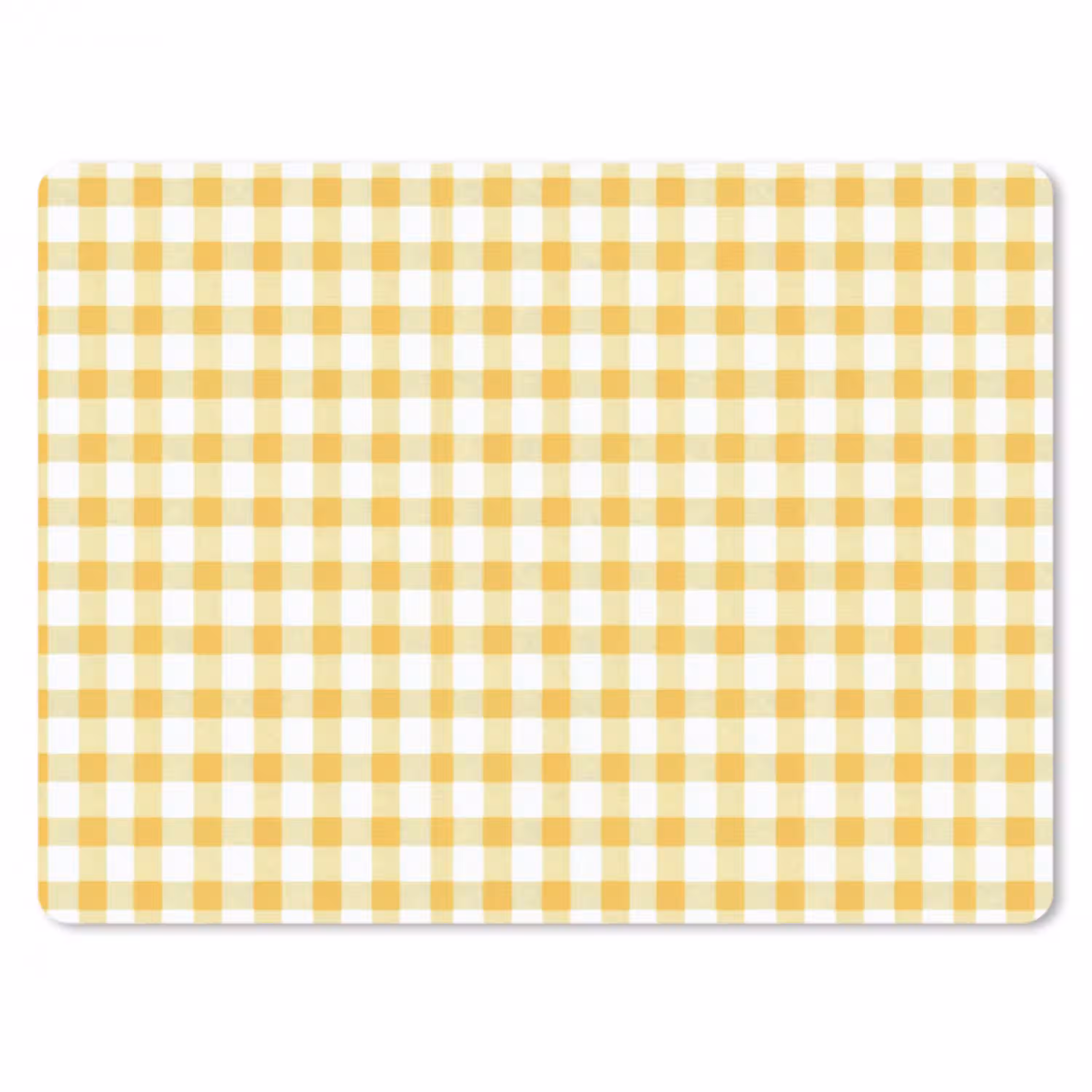 Ruit - Gingham - Klassiek - Geel en Wit muismat rubber klein 262 -3d