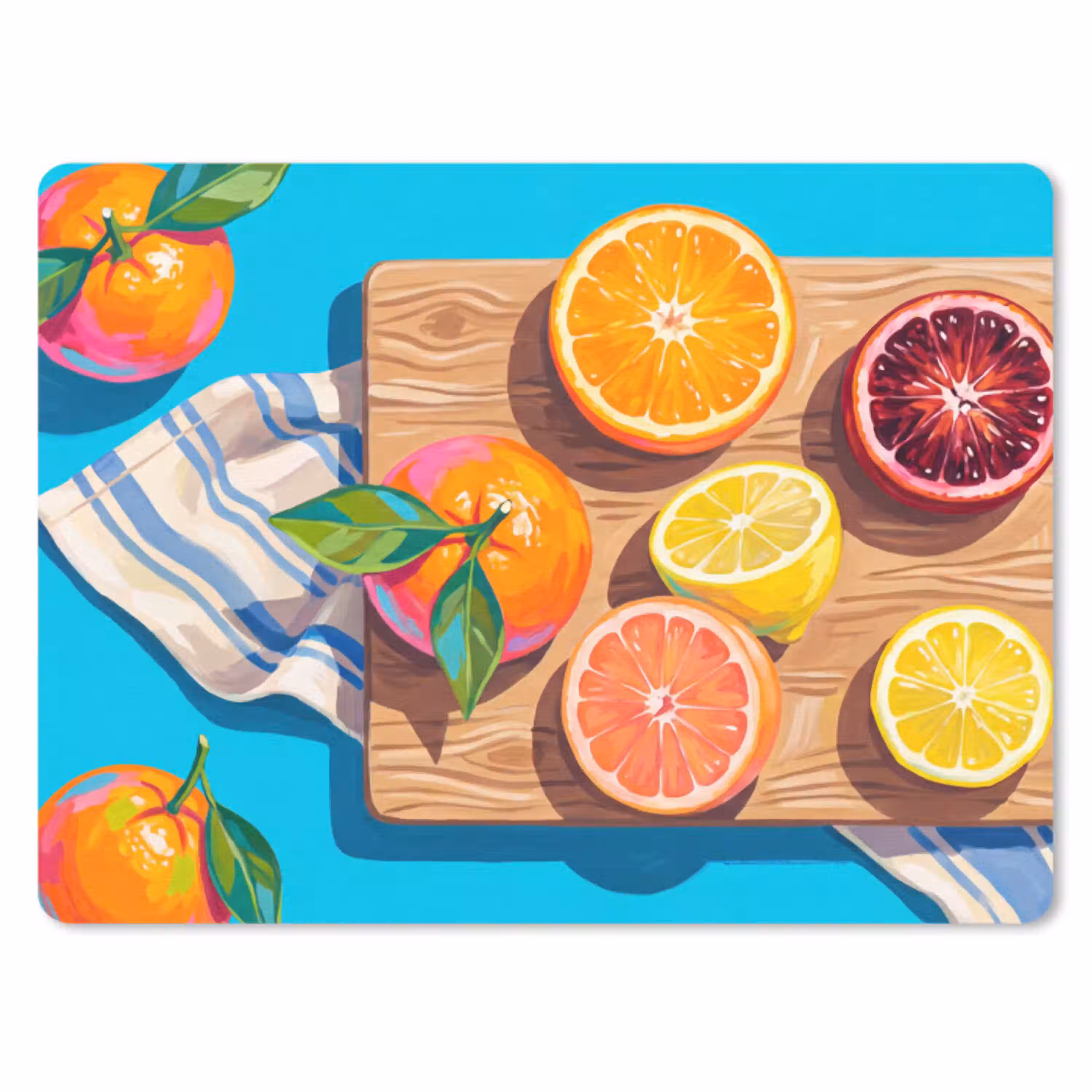 Fruit - Snijplank - Blauw muismat rubber klein -3d
