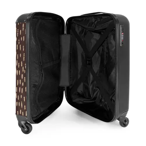 Donkerbruine achtergrond met beige penseelstreken NBS - Handbagage koffer - Kinderen Unisex middel -binnenkant