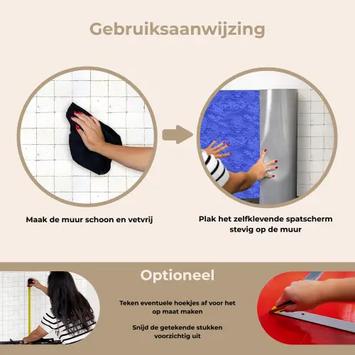 Blauw - Patroon - Heuvels - Bloemen keuken achterwand spatscherm klein 900 -gebruiksaanwijzing_NL