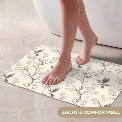 Takken - Vogels - Beige Badmat klein 997 -USP_ZachtNL