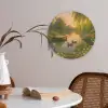 Eenden - Vijver - Bloemen Akoestische PET Vilt - Rond klein -sfeer3