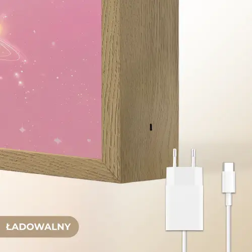 Planeten - Roze - Sterren Light Box met batterij (Wandlamp kind) middel -USP_websiteoplaadbaarNL