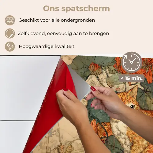 Kat - Sierlijk - Bloemen keuken achterwand spatscherm klein -spatscherm_NL