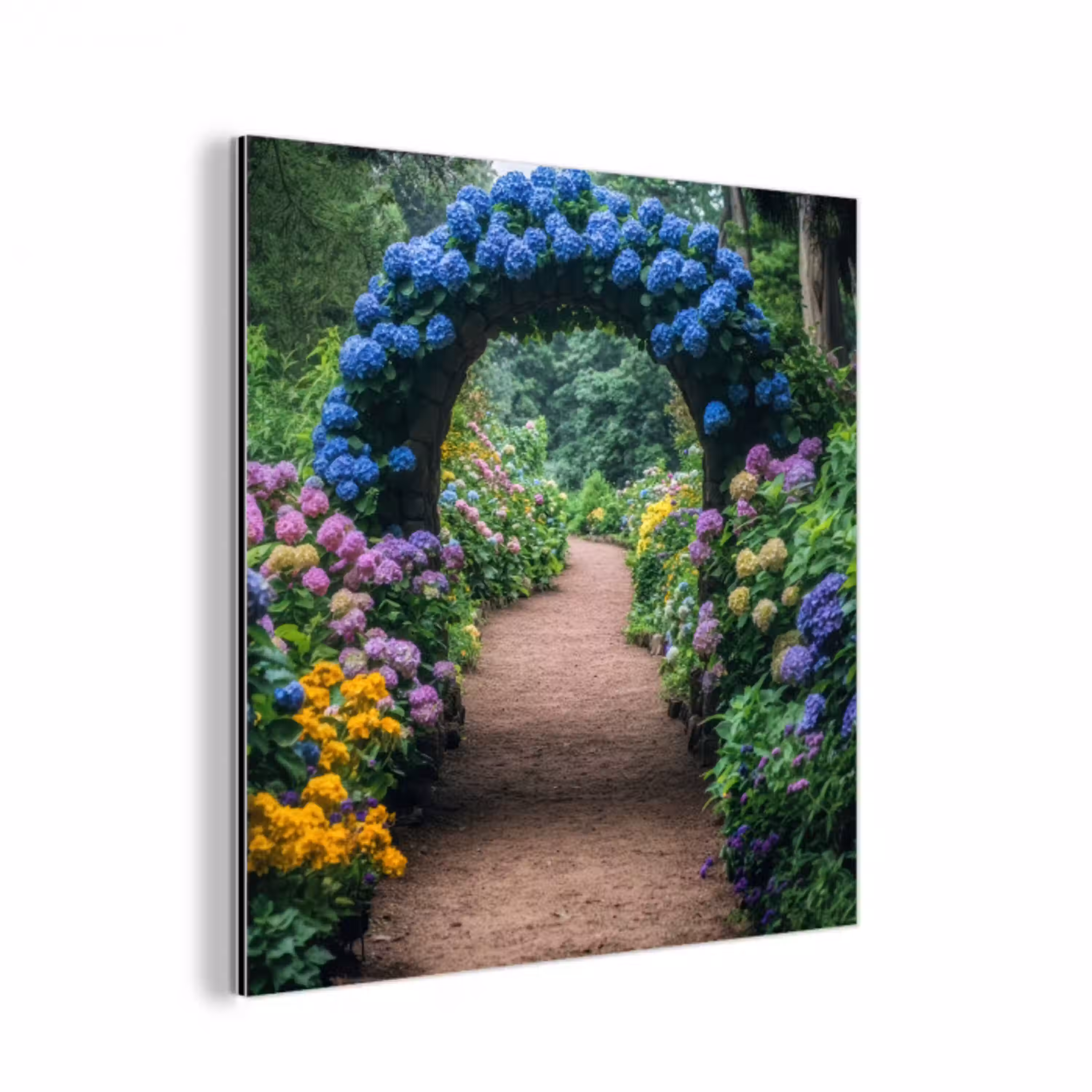 Doorkijk - Bloemen - Hortensia - Pad aluminium wit klein -3d