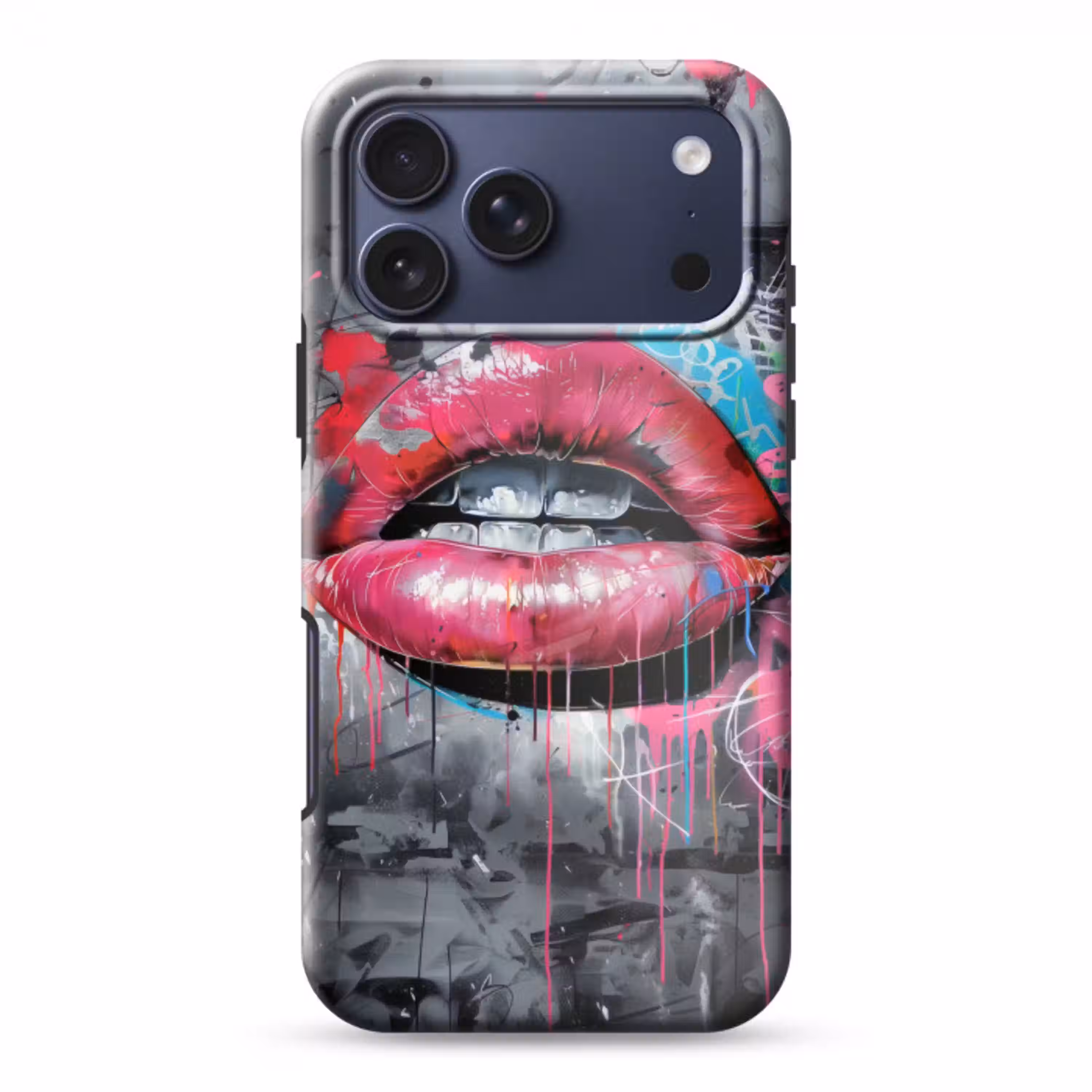 Lippen - Felroze - Graffiti - Verfstrepen Toughcase MagSafe Apple iPhone 17 Pro Max klein -3d