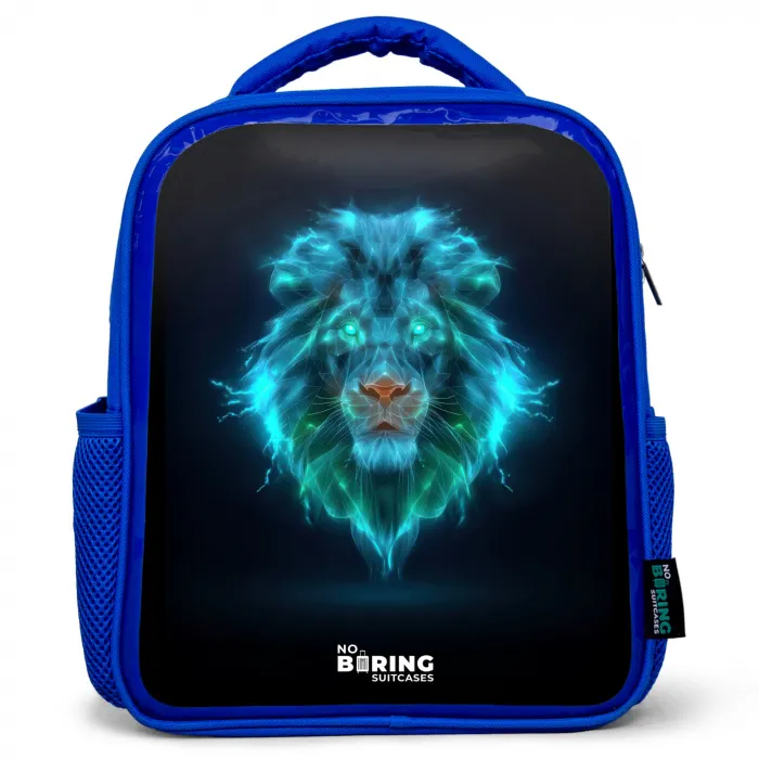 Lichtgevende leeuw Kinderrugzak - Blauw middel -3d